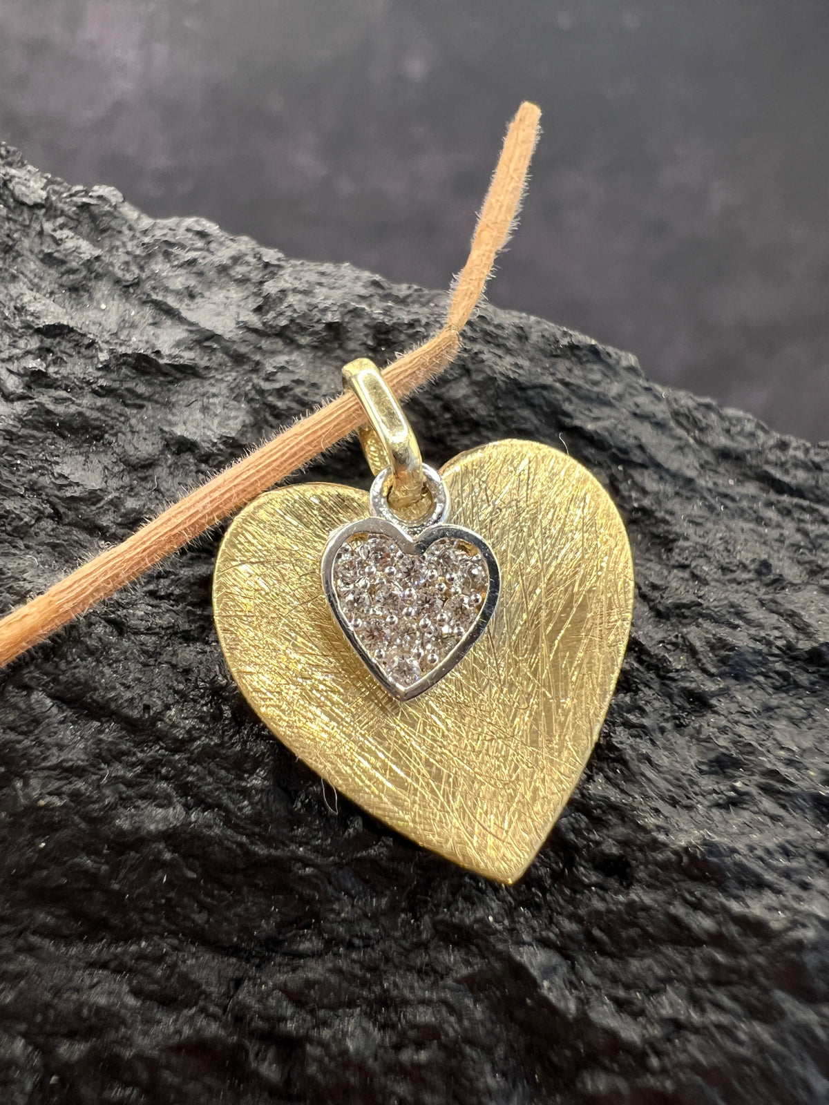 585 Gold · Herz · Duo · Bicolor · Gelbgold/Weißgold · Zirkonia