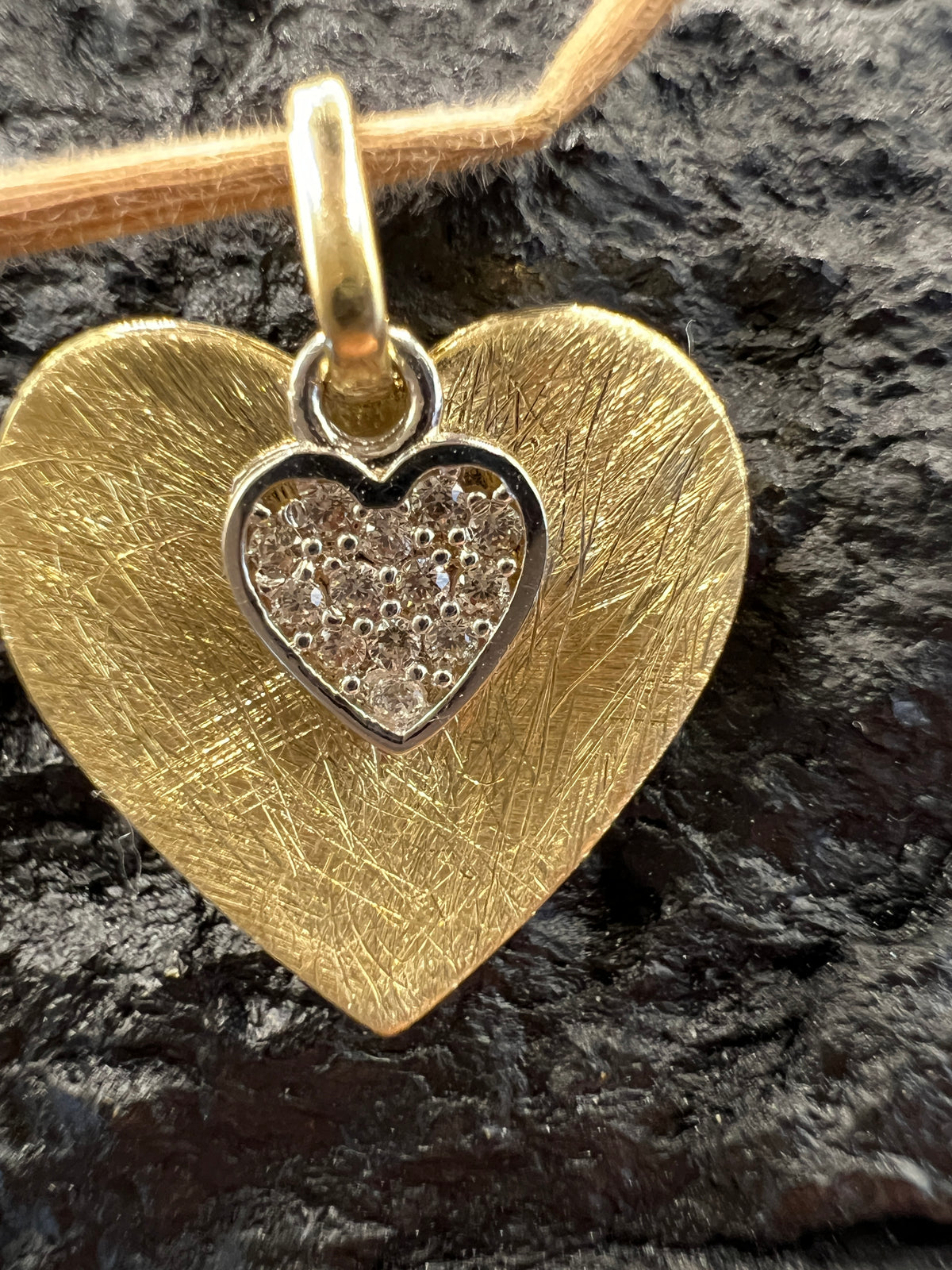 585 Gold · Herz · Duo · Bicolor · Gelbgold/Weißgold · Zirkonia