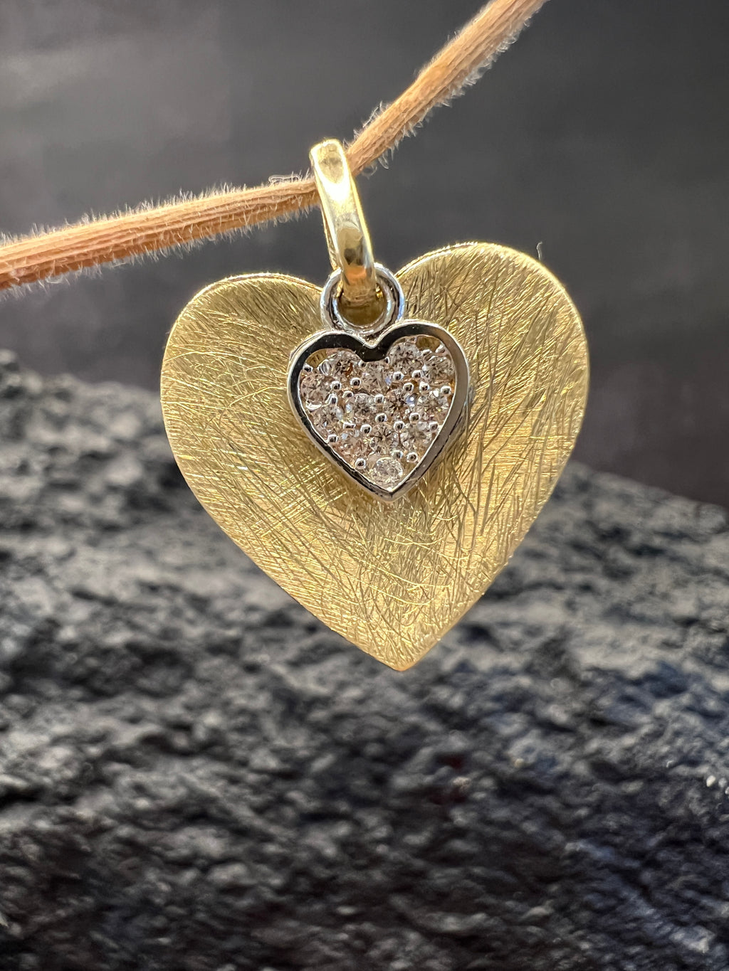 585 Gold · Herz · Duo · Bicolor · Gelbgold/Weißgold · Zirkonia