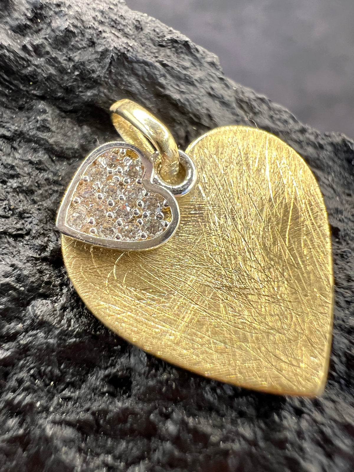 585 Gold · Herz · Duo · Bicolor · Gelbgold/Weißgold · Zirkonia