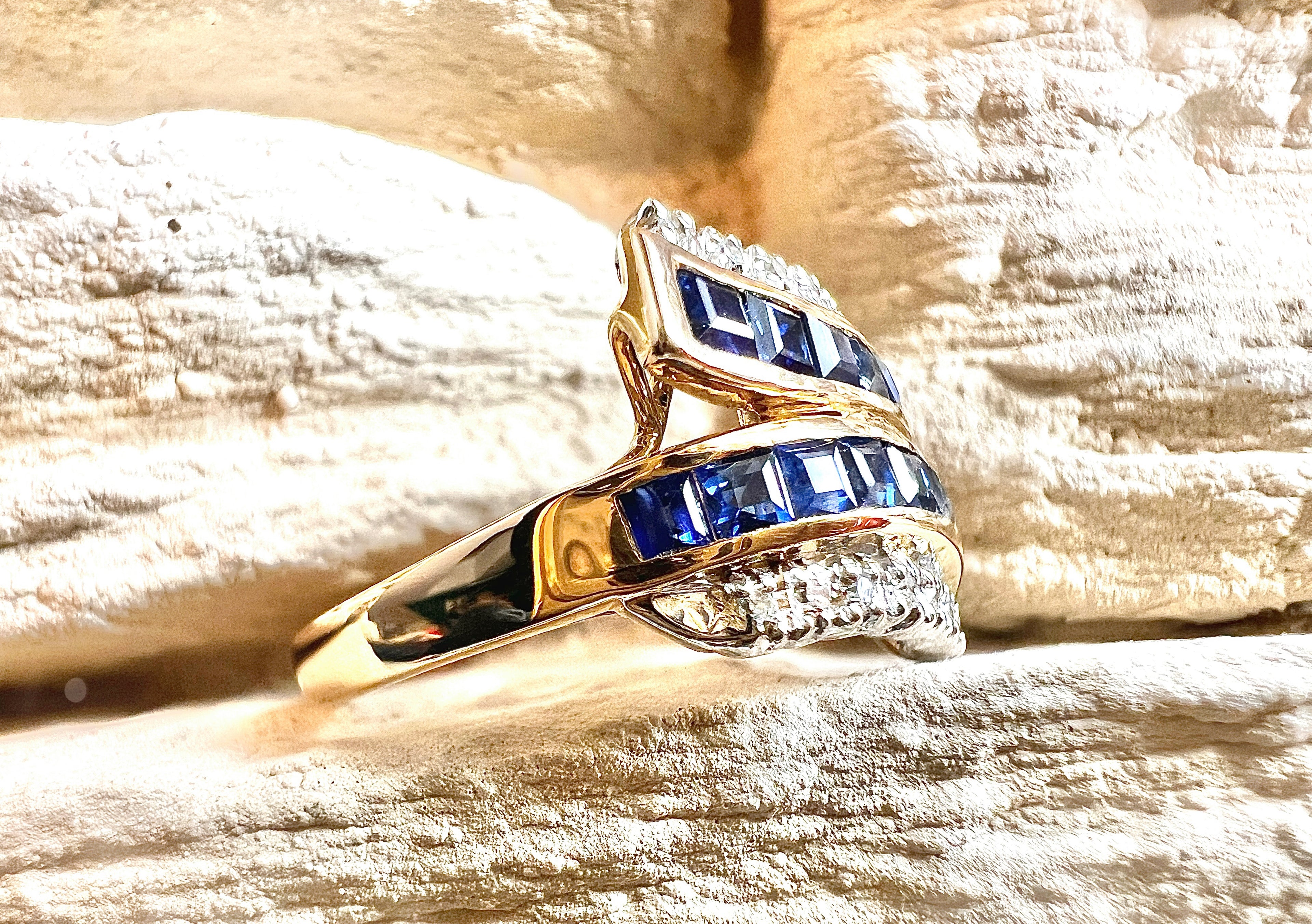 Luxus-Unikat Saphirring – 585er Gold mit Saphiren & Diamanten - UNIKAT