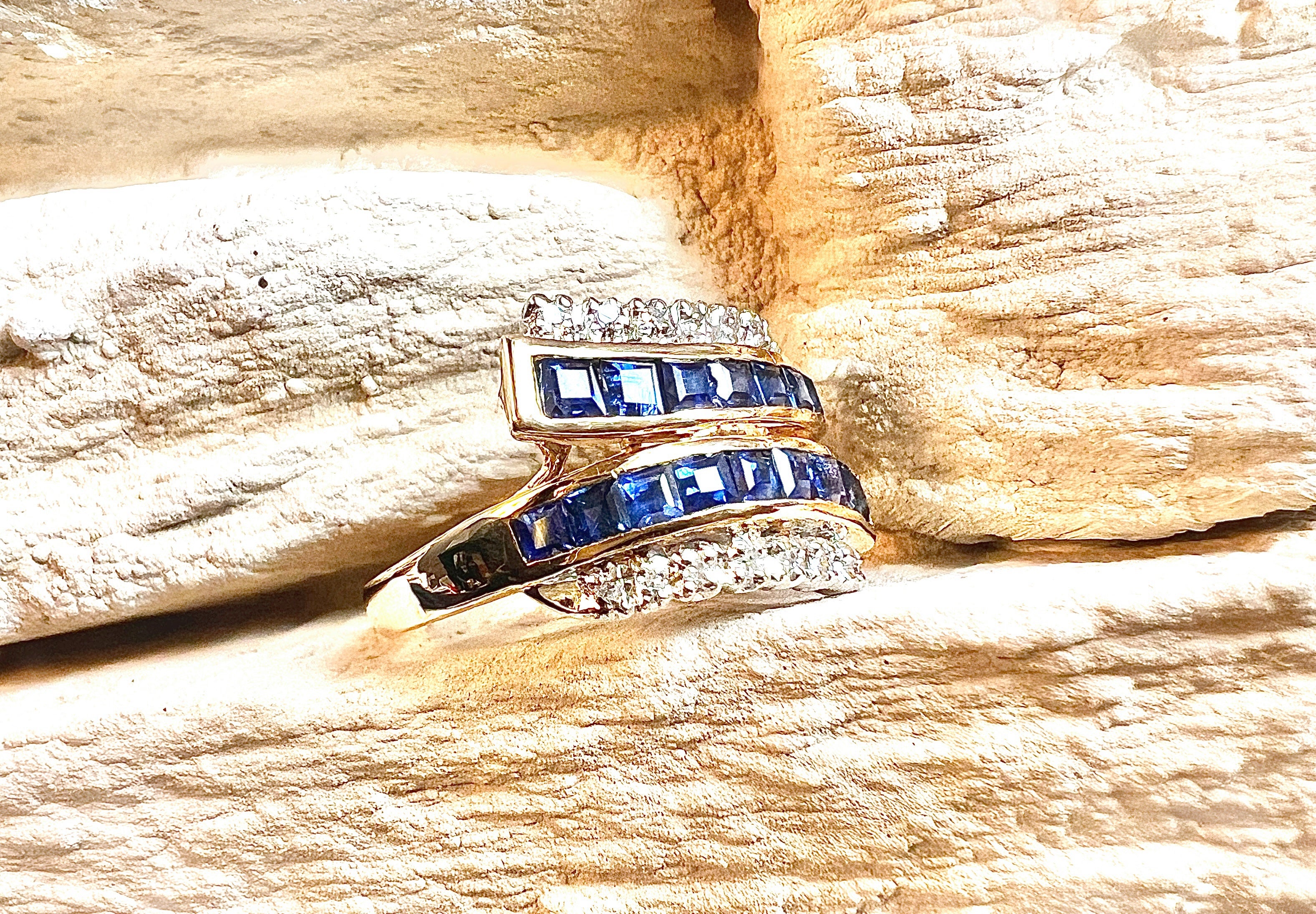 Luxus-Unikat Saphirring – 585er Gold mit Saphiren & Diamanten - UNIKAT
