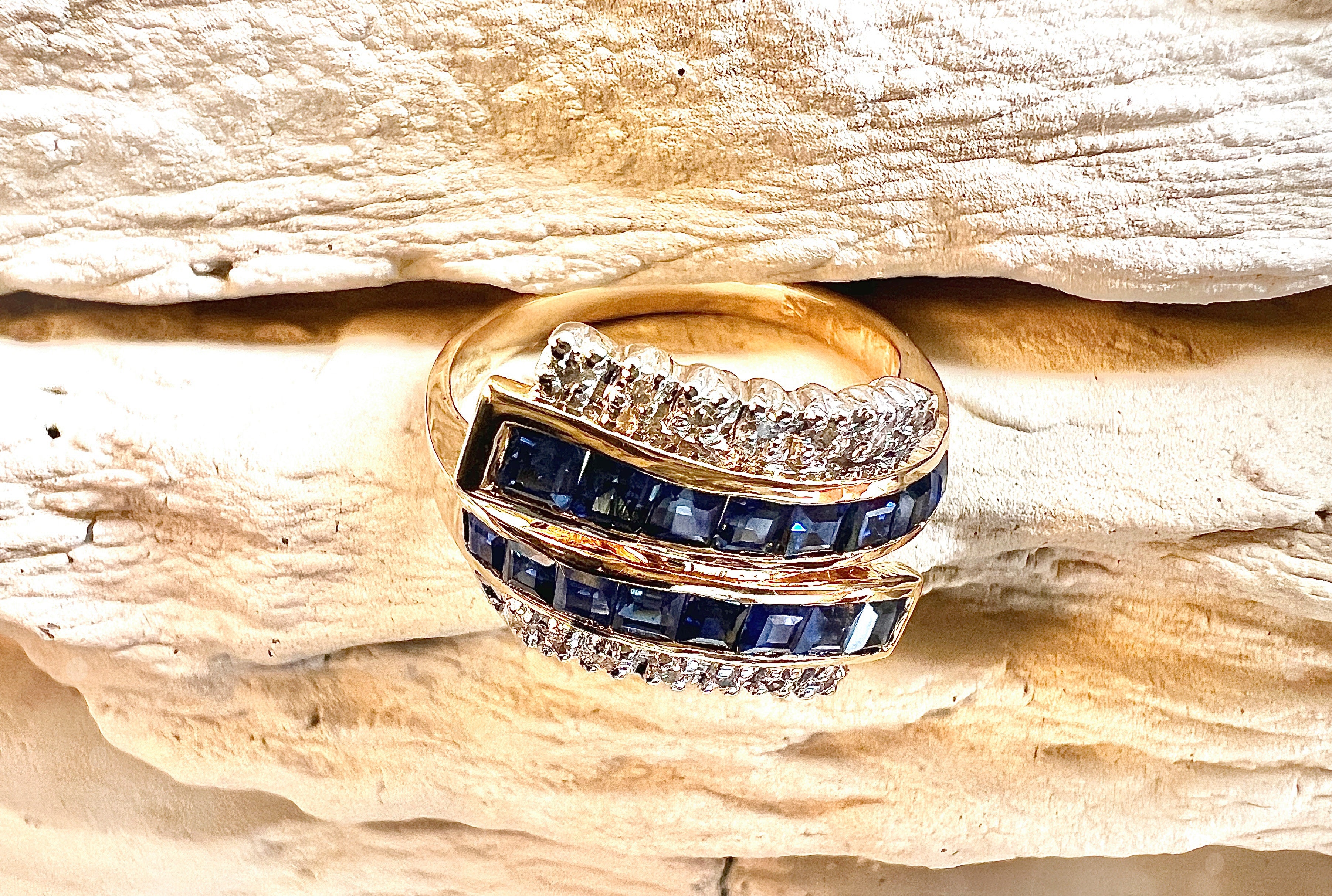 Luxus-Unikat Saphirring – 585er Gold mit Saphiren & Diamanten - UNIKAT