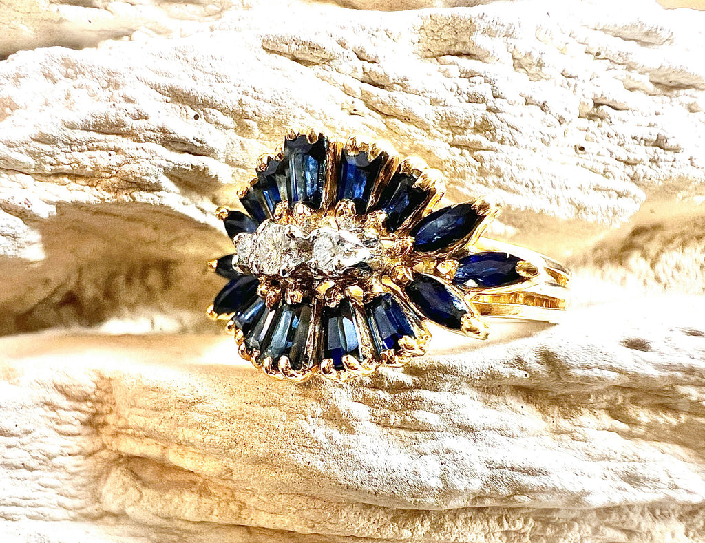 Luxus-Unikat Saphirring mit Diamanten – 585er Gold - Nr. 53 (13) - UNIKAT