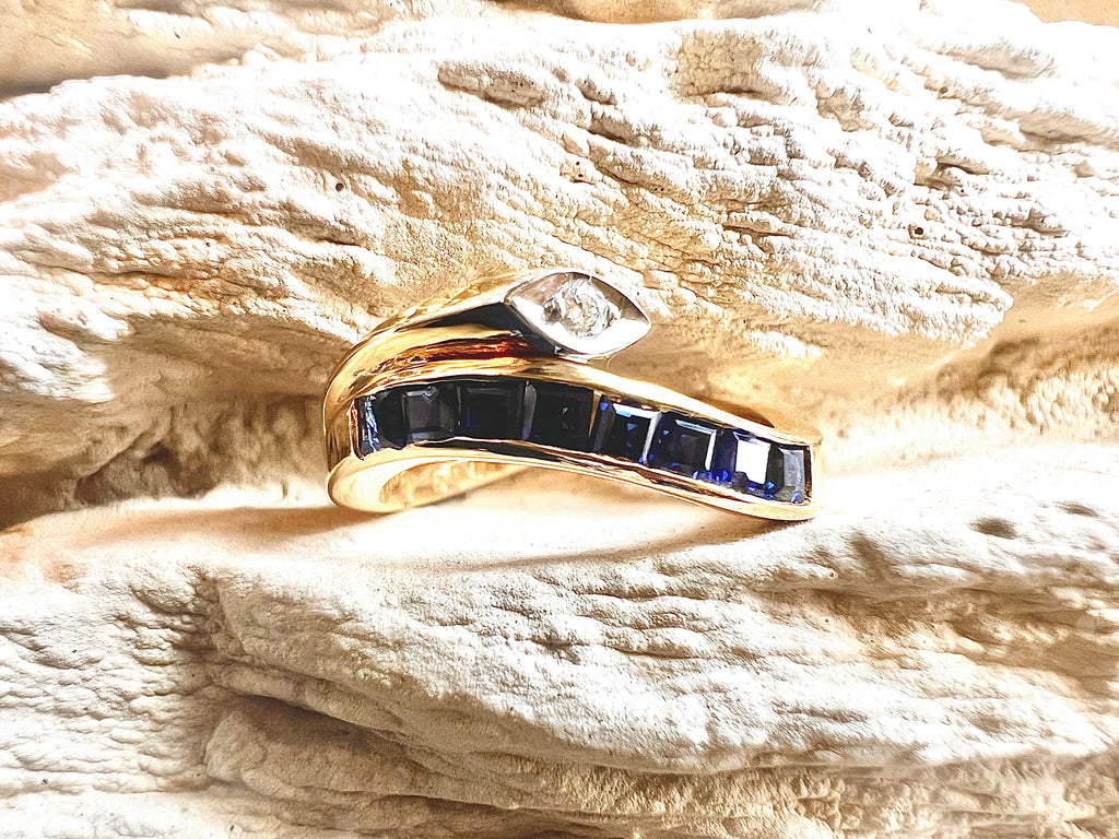 Luxus-Unikat Saphirring mit Diamant – 585er Gold - Nr. 54 (14) - UNIKAT