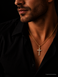 585 Gold Kreuz Anhänger • Gelbgold • weiße Zirkonia • unisex