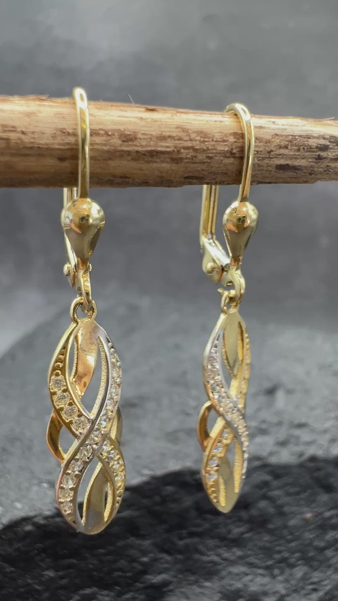 Damen Ohrringe • 585 Gold • Bicolor • Zirkonia • Elegante Infinity Form • Brisurverschluss