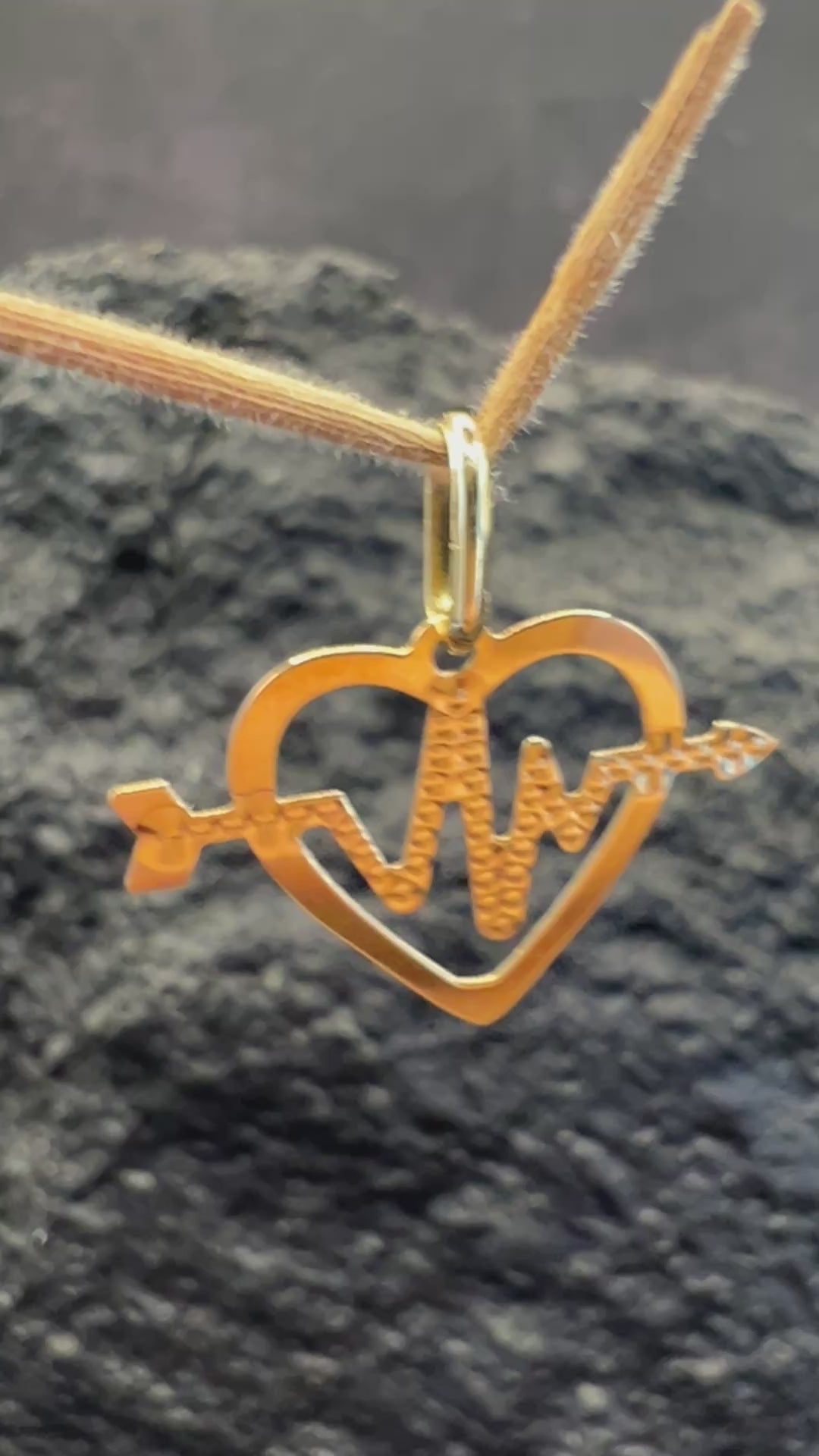 Herzpfeil der Liebe · 585 Gold · Anhänger · Herz · beidseitig