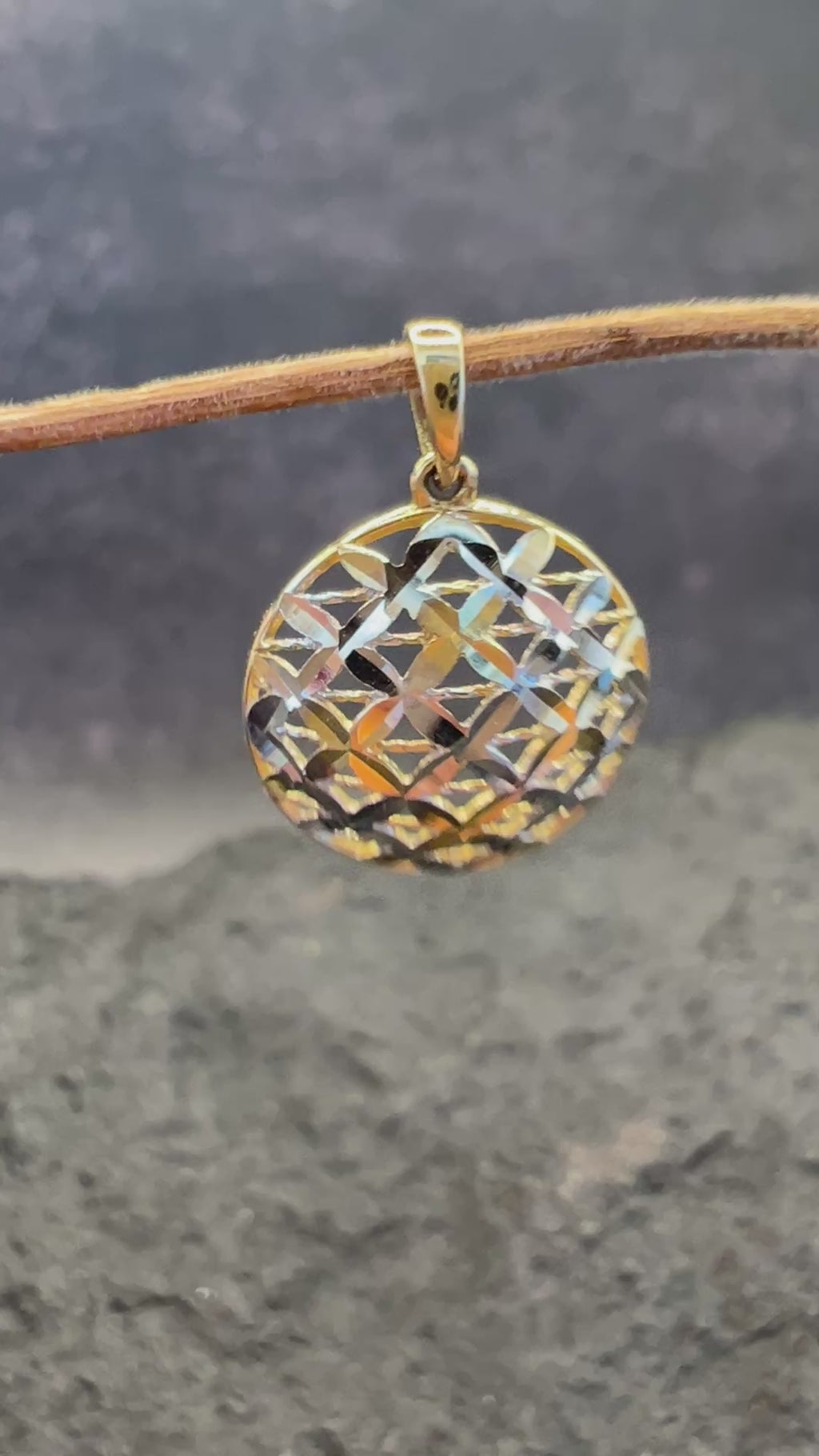 585 Gold Anhänger Bicolor Gelbgold Weißgold • Durchbrochenes Blumen-Design • 14 Karat