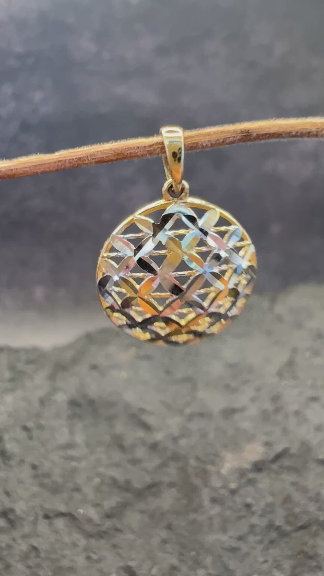 585 Gold Anhänger Bicolor Gelbgold Weißgold • Durchbrochenes Blumen-Design • 14 Karat