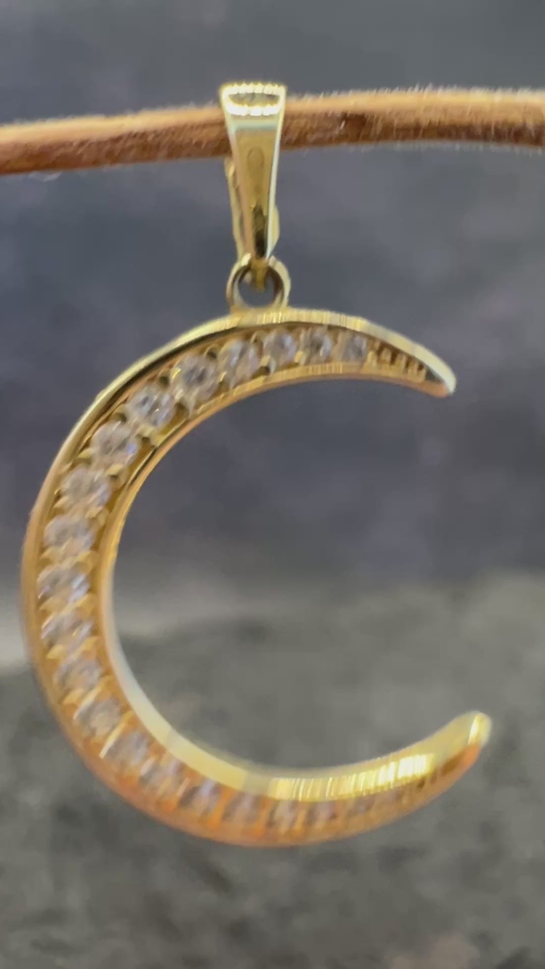 585 Gold Anhänger Halbmond Gelbgold • Zirkonia • 14 Karat • Unisex