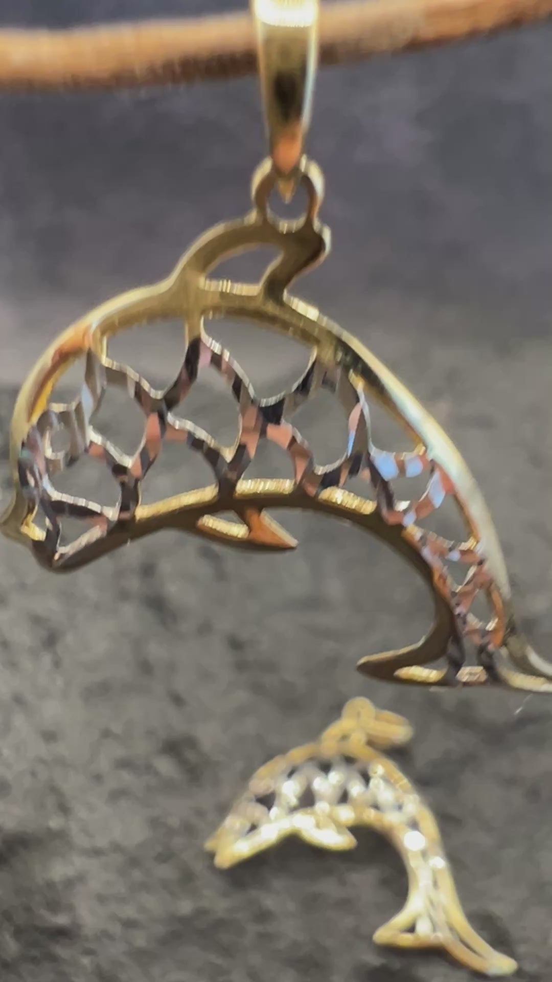 Anhänger Delfin • Bicolor • Delfin-Paar • 585 Gold • 14 Karat