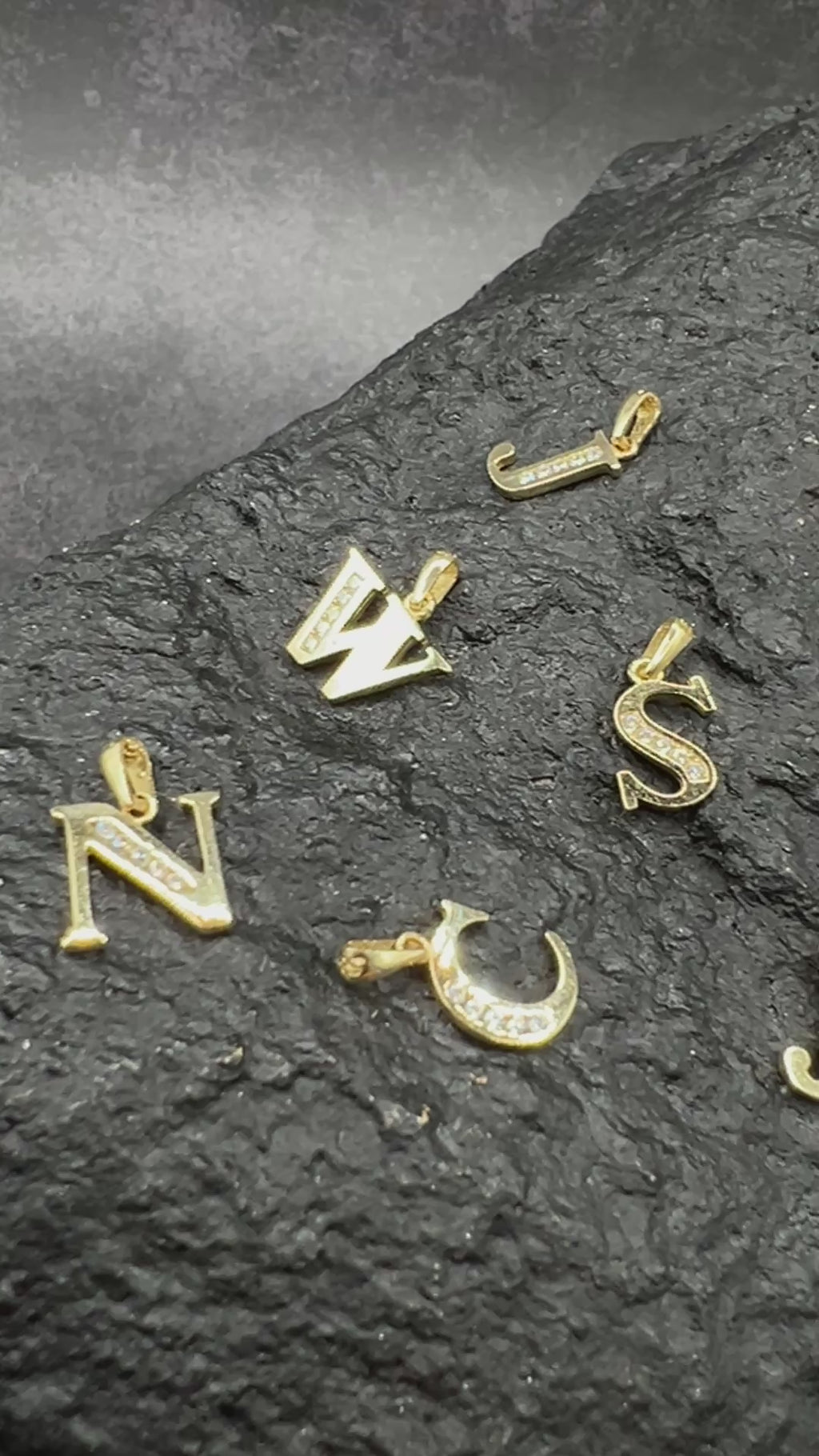 Kollektion "Buchstaben" · 585 Gold · weiße Zirkonia · Glanz