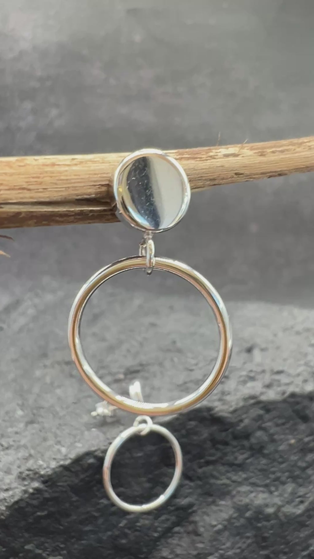 Damen Ohrhänger 585 Weißgold · Kreisdesign · polierte Oberfläche · Ohrstecker